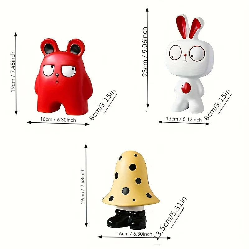 Funny Bear Bunny Sculpture Ornaments Desktop Ceramic Figure Gift Home Decorations for Desk Cabinet Bookshelf Counter All Styles