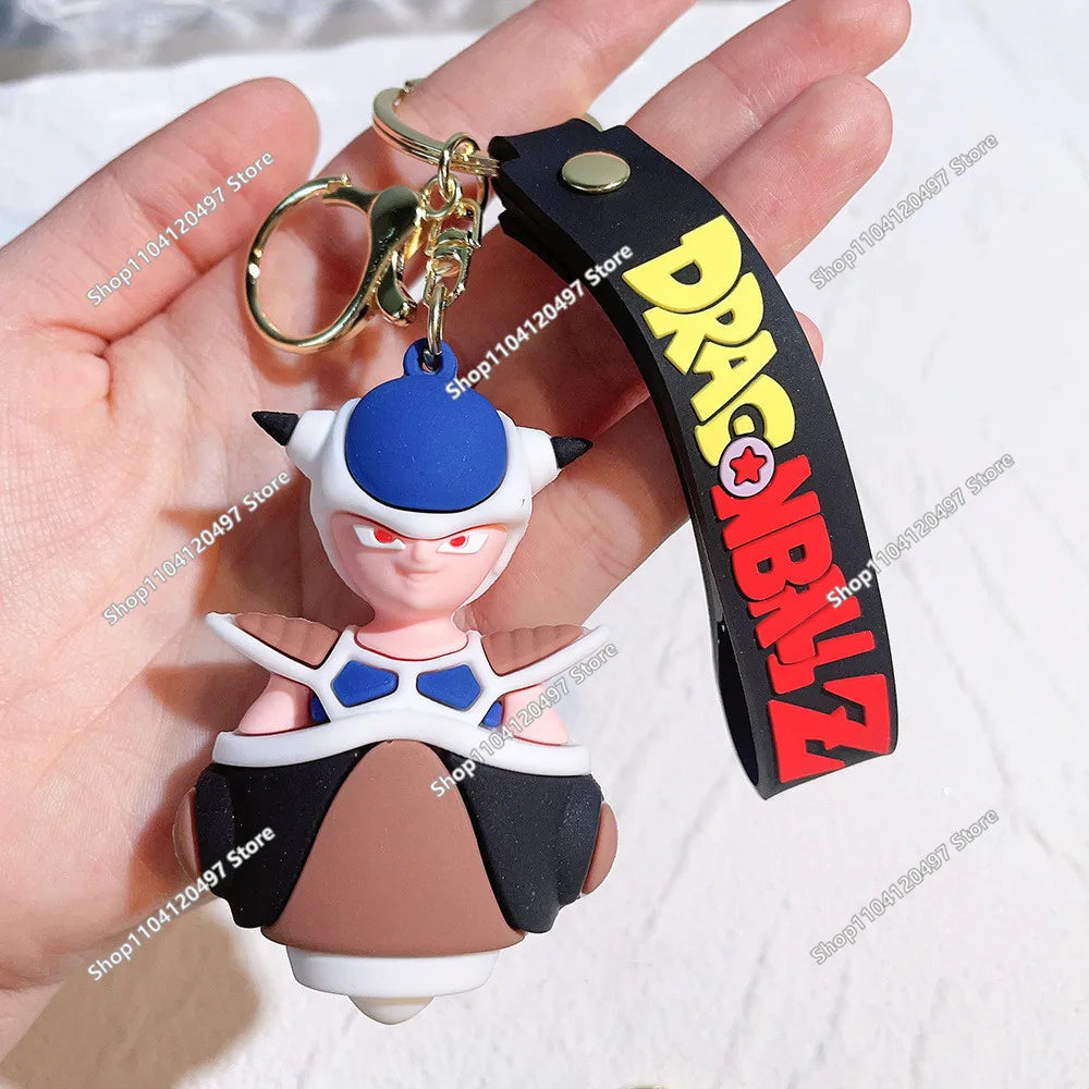 Anime Dragon Ball Keychain Fashion Jewelry Son Goku Vegeta Piccolo Crystal Ball Resin Action Figures PVC Key Ring Bag Pendant