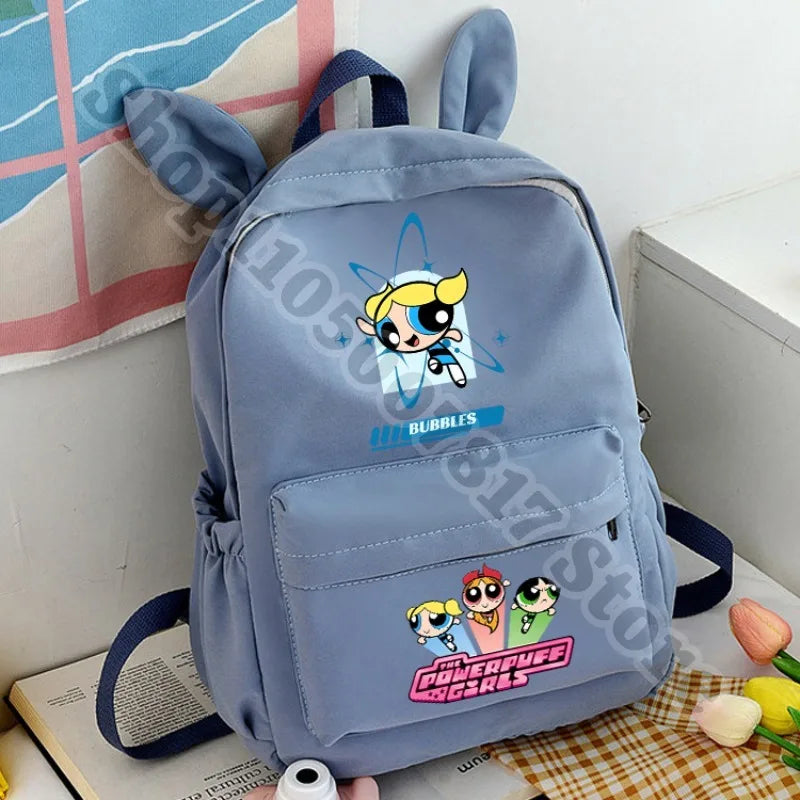 Kawaii The Powerpuffs Girls Anime Cute Schoolbag Student Cartoon Casual Backpack Fashion Book Bag Stationery Storage Pouch Gifts