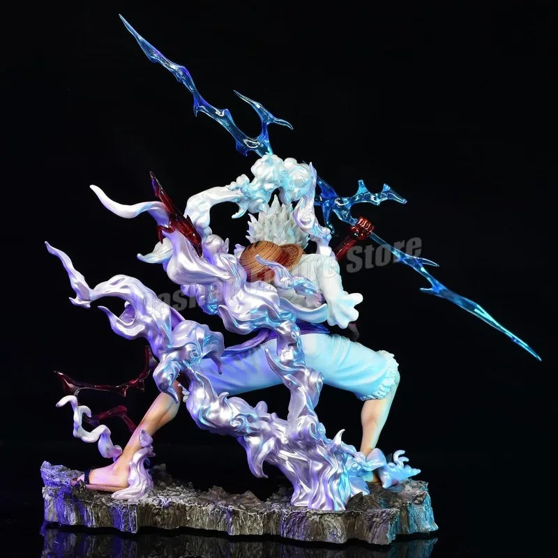 GK One Piece Sun God Nika Luffy Action Figure with Lamp Collection Model Toys Holding Lightning Gear 5 Monkey D Luffy Figurine