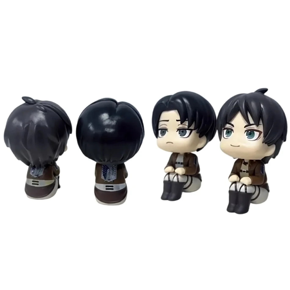 10cm Anime Attack on Titan Figure Look Up Levi Ackerman Action Figures Q Version Eren Jaeger Figurine PVC Collection Model Toys