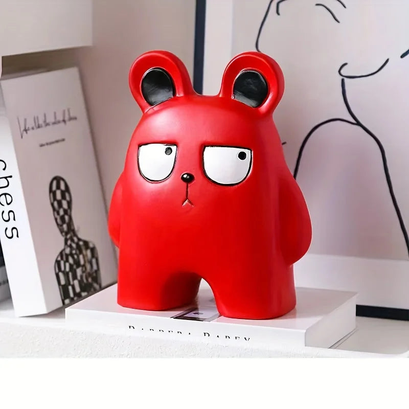 Funny Bear Bunny Sculpture Ornaments Desktop Ceramic Figure Gift Home Decorations for Desk Cabinet Bookshelf Counter All Styles