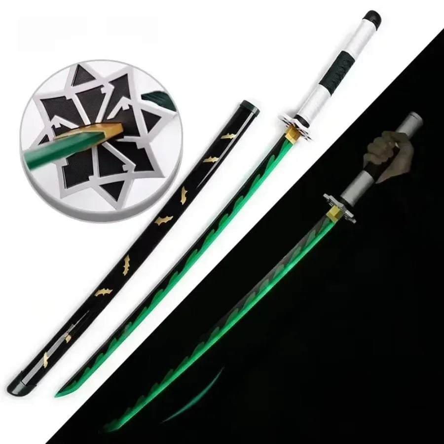 LED Light Demon Slayer Katana Luminous Sword Tomioka Giyuu Anime Cosplay Prop Knife Real Japanese Katana Samurai Lightsabre Toy