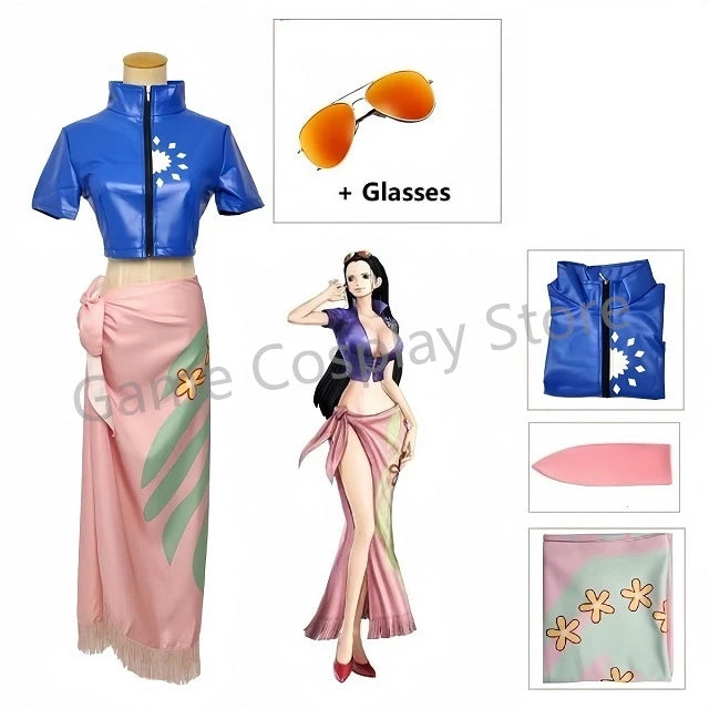 Anime Cosplay Costume Dress Outfits Nico Robin Cosplay Costume Glasses Party Wig Suit Costumes For Girl Halloween Carnival Suit
