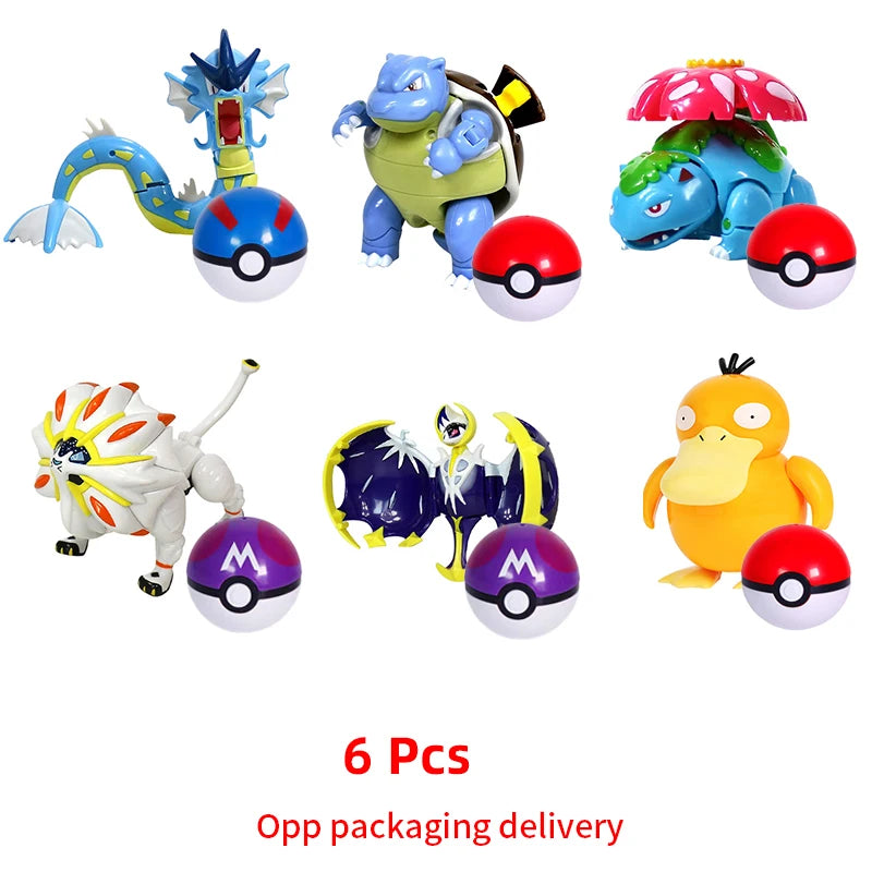 Deform Pokemon Pokeball Greninja Lucario Ball Action Figure Toy Set Mew Pikachu Dragonite Snorlax Venusaur Blastoise Elf Monster