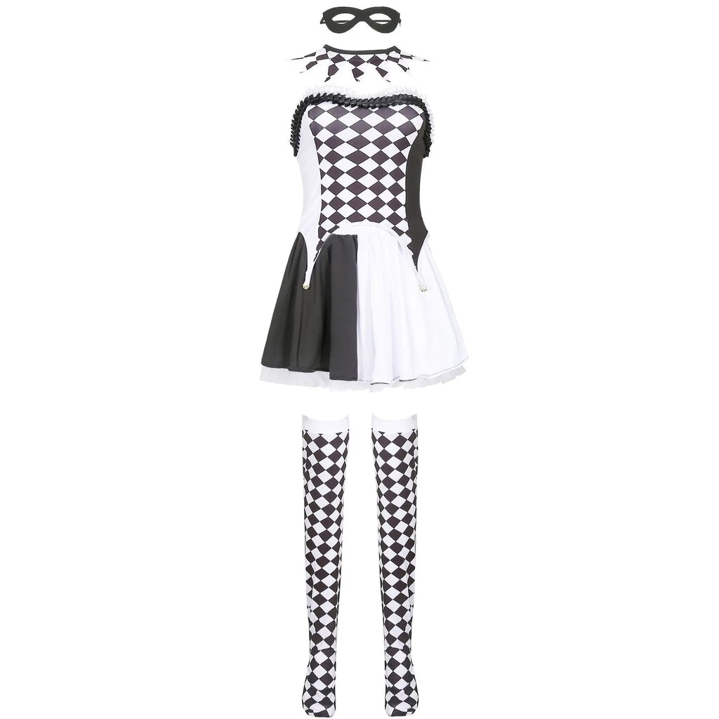 ZOETOPKID Halloween Cosplay Costumes Clown Circus Party Dress Uniforms Female Costume Naughty Clown Performance Joker Clothing