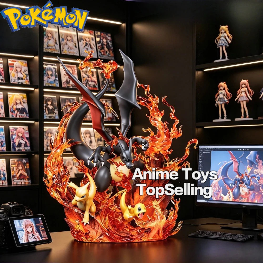 30cm Anime Pokemen Figure Charizard ‌Family‌ Action Figures Pvc Statue Desktop Ornamen Collection Model Toys Gifts