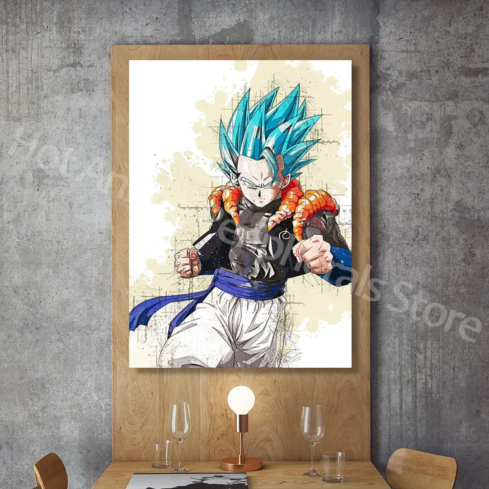 Dragon Ball Posters Anime Peripherals Figures Goku Vegeta Canvas Painting Art Watercolour Picture Modern Home Wall Decoration