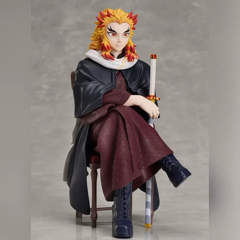 2pcs Demon Slayer Tomioka Giyuu Rengoku Kyojuro Sitting Bachelor Gown Anime Figure Set Home Ornament Collectable Model Toy Gifts