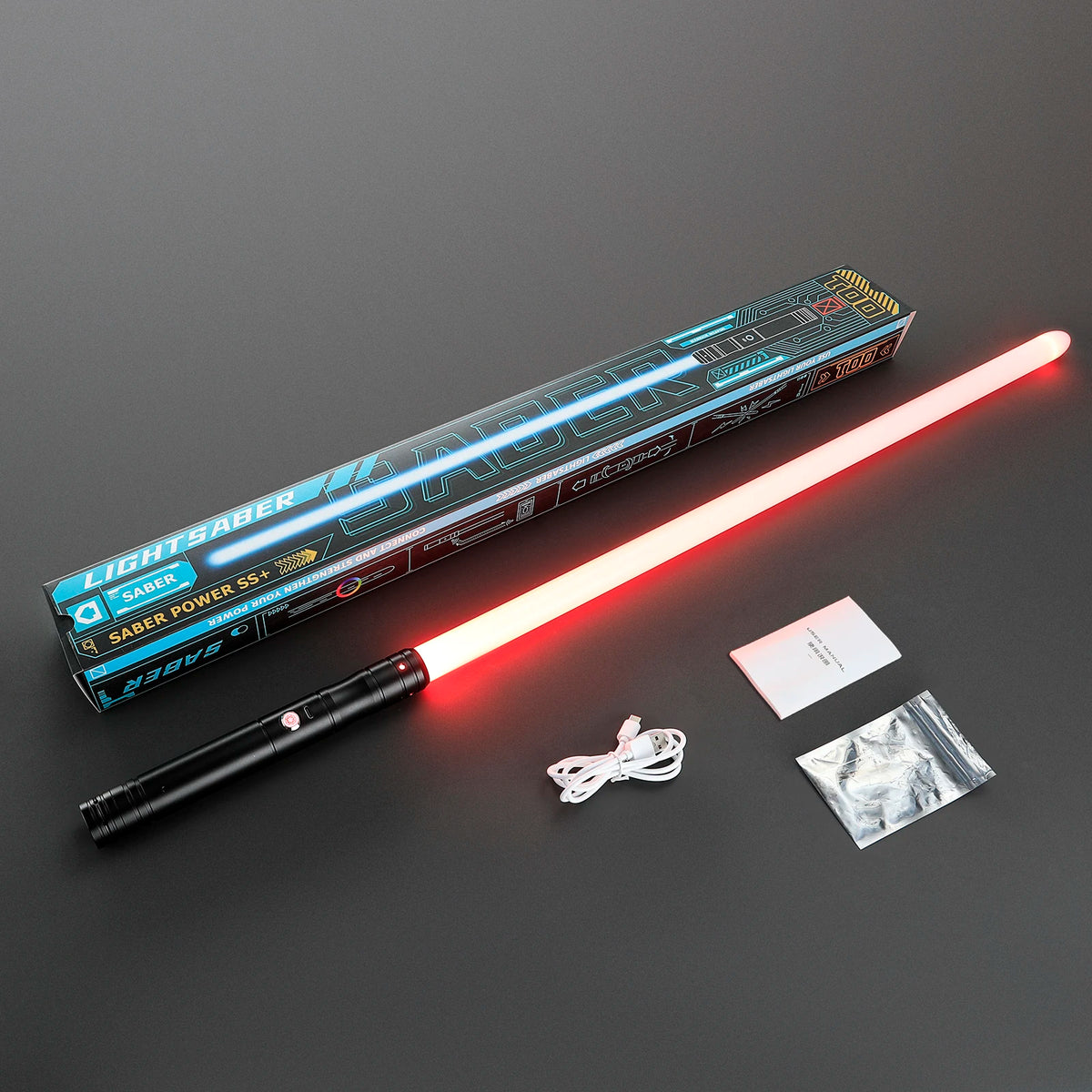 JS Metal Hilt Lightsaber, Splicable Somatosensory Duel Glowing Toy, Full Length 90cm, Holiday Gift