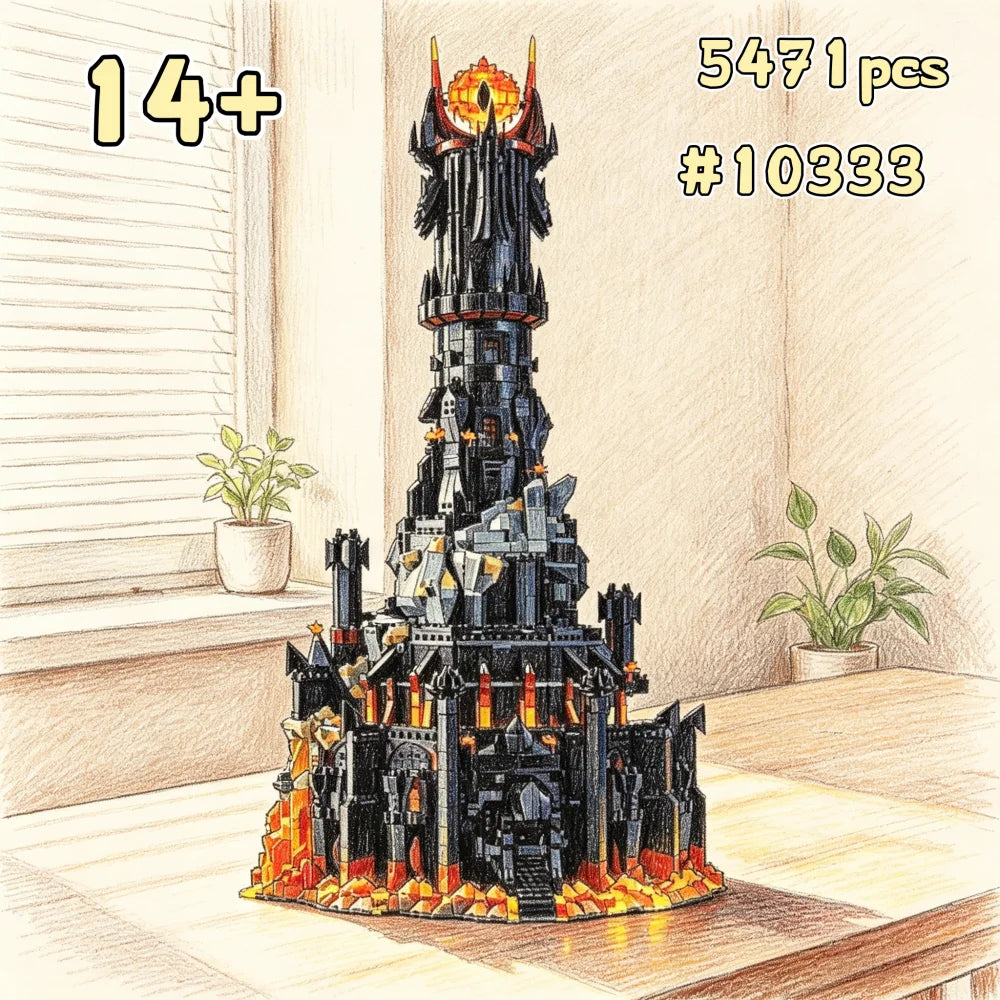 2026 New Home Decoration Creative Black Tower Model Toys 5471PCS Birthday and Christmas Gifts