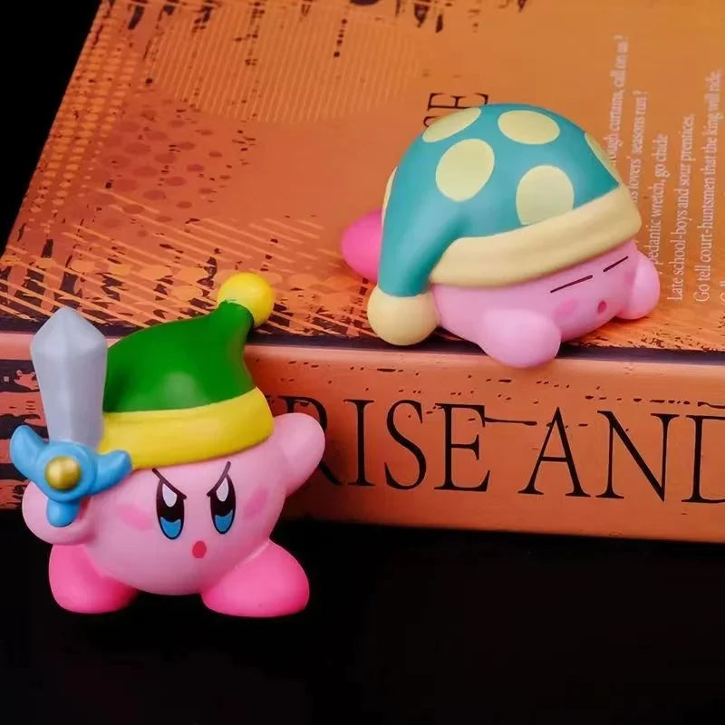 8Pcs/Set Games Star Kirby Anime Figure  Cute Cartoon Pink Kirby Mini Figure Decorative Collection Toy For Children's Gifts