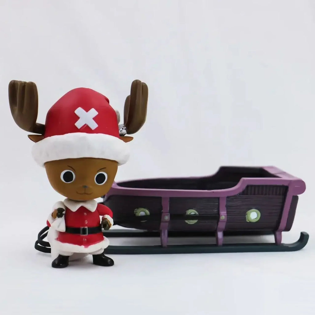 Christmas Anime Collectible Figure Set, Roshi & Chopper Santa Sled PVC Statue Model, Desktop Decor, X‑mas Anime Fan Gift