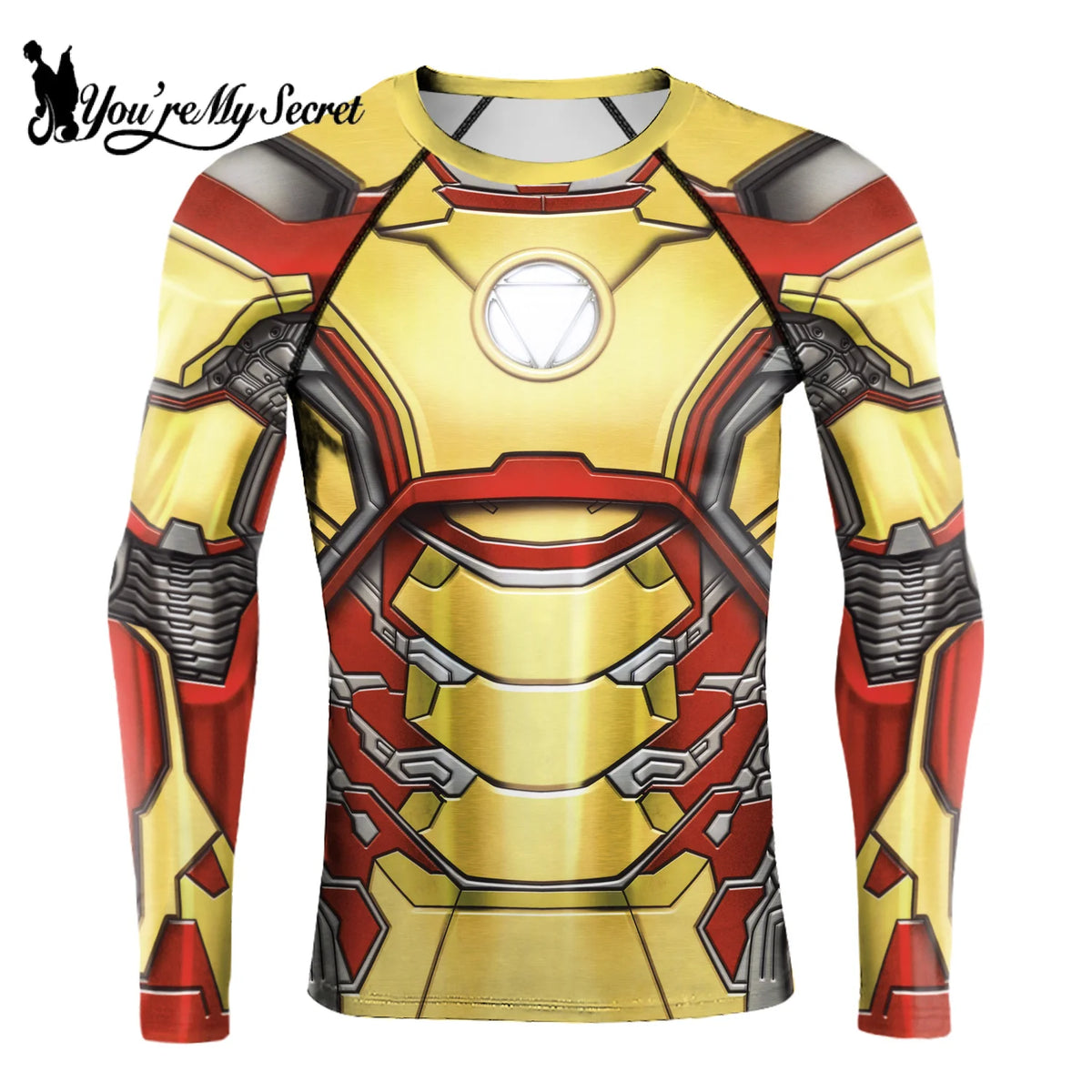 [You're My Secret] Anime Superhero Cosplay Costume Long Sleeves Armor Print Compression Shirt Workout Fitness Summer Clothing