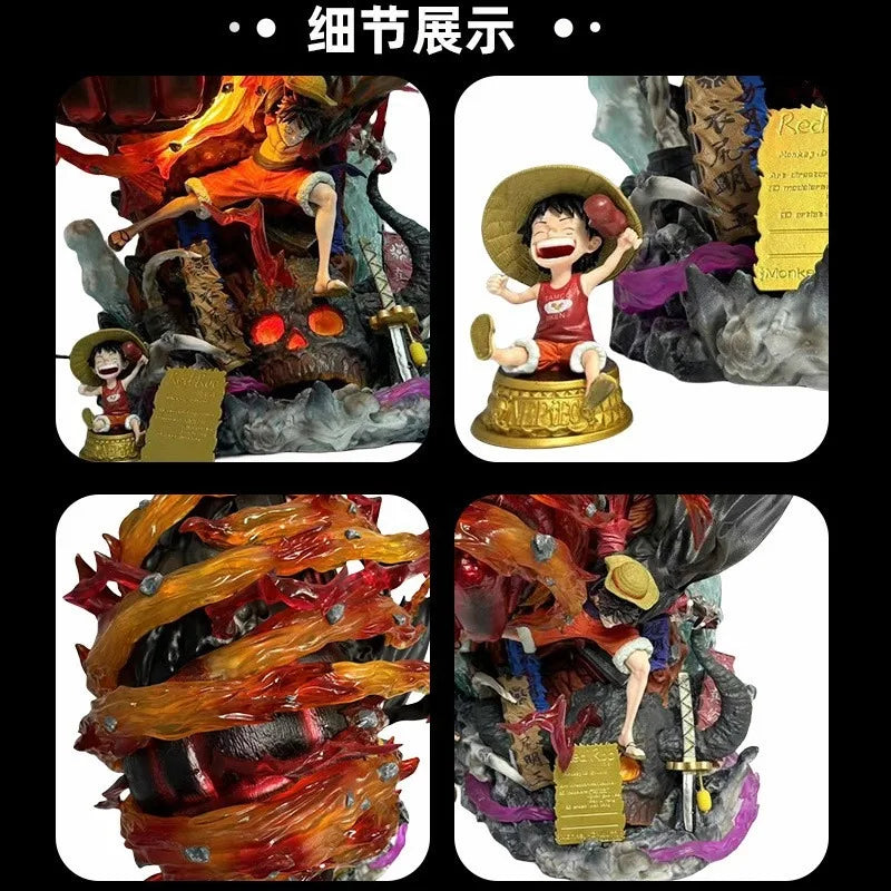 One Piece GK Luffy Double Fist Gear Third Grizzly Magnum Figure, Straw Hat Pirates Full Form Scene Model Collectible