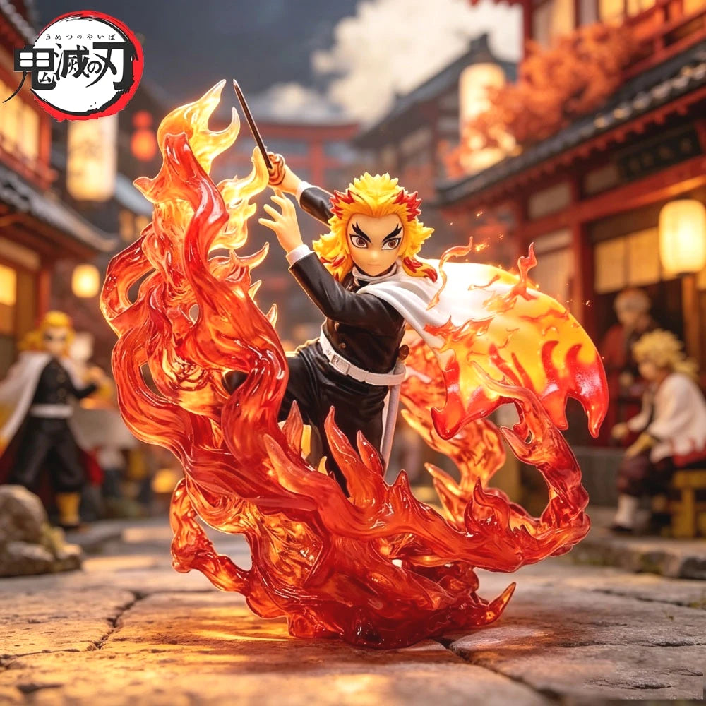18cm Anime Demon Slayer Figure Rengoku Kyoujurou Action Figures Pvc Statue Desktop Ornamen Collection Model Toys Gifts