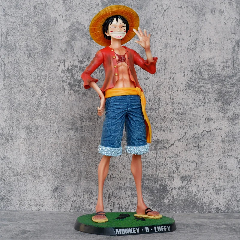 One Piece Luffy Smiling Face Standing Pose Large & Small Size Anime Figure Statue Desktop Decoration Gift Set