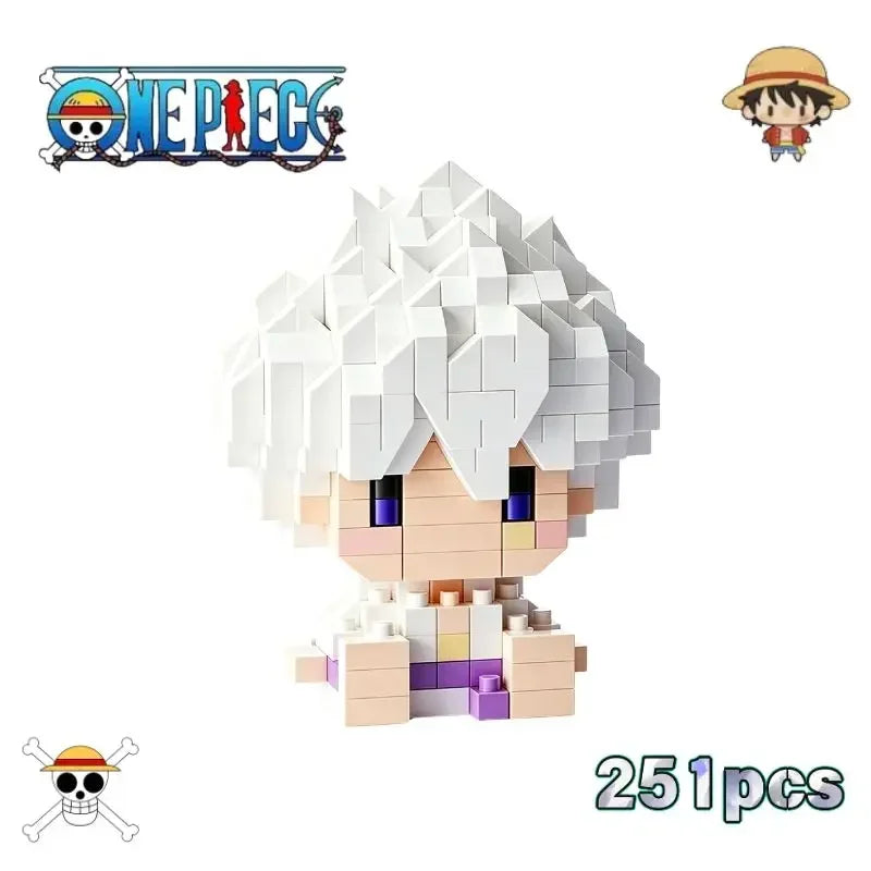 ONE PIECE Sun God Nika Luffy Micro Building Block Chopper Ace Buggy -3D Anime Model Assembly Mini Bricks Figure Toys For Gift