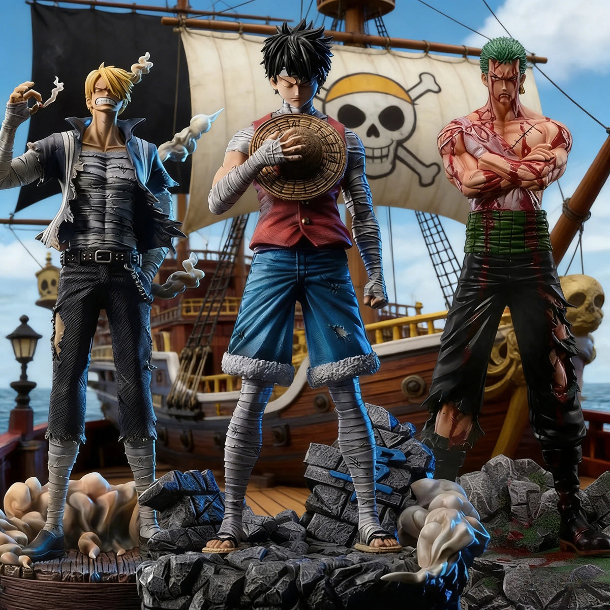 26/30cm Anime One Piece Figure Roronoa Zoro Luffy Vinsmoke Sanji Stand Posture Pvc Statue Action Figurine Model Collection Toy