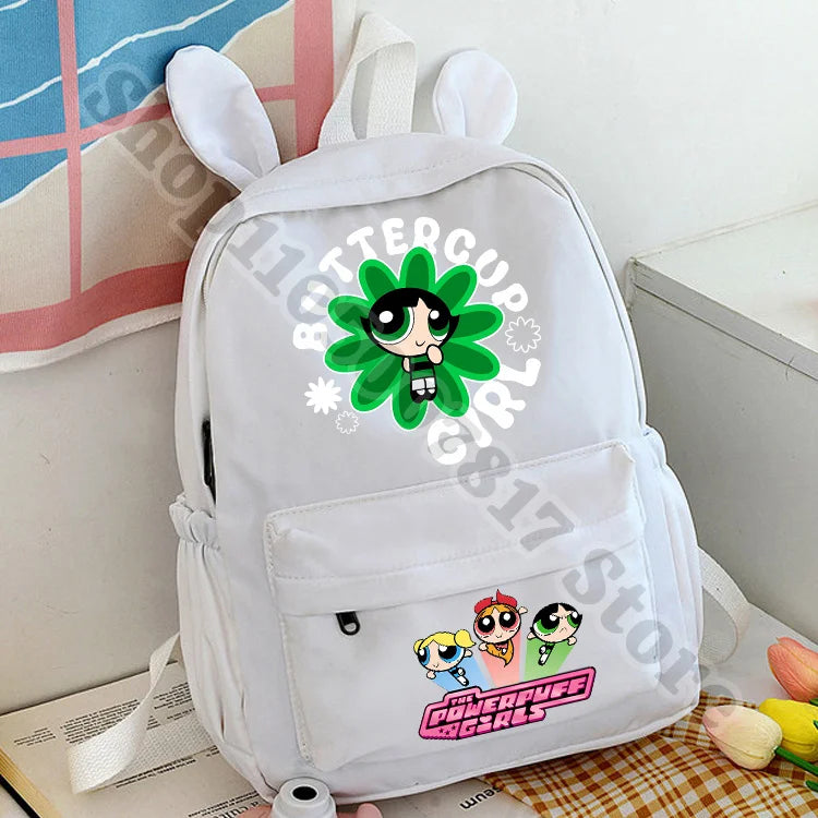 Kawaii The Powerpuffs Girls Anime Cute Schoolbag Student Cartoon Casual Backpack Fashion Book Bag Stationery Storage Pouch Gifts