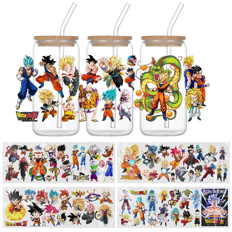 Son Goku Cartoon Transfer Sticker Anime Dragon Ball Permanent UV DTF Sticker Waterdichte DIY Sticker Water Cup Decorate