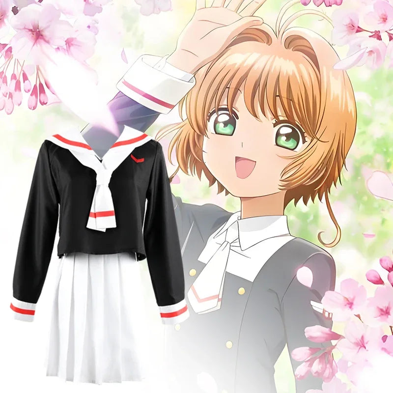 Anime Cardcaptor Sakura Card Captor Kinomoto Sakura Li Syaoran Cosplay Costume School Uniform Man Woman Campus Sailor Suit