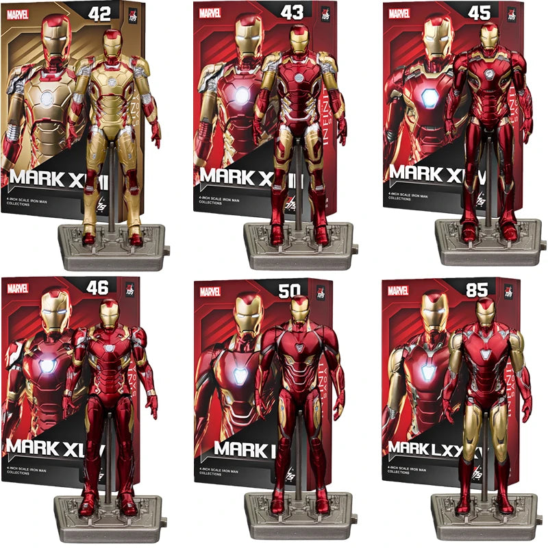ZDTDS Original Iron Man 4 Inch MK42 MK43 MK45 MK46 MK50 MK85 Mark Action Figure Marvel Legend Avengers Tony Stark Toy Model Gift