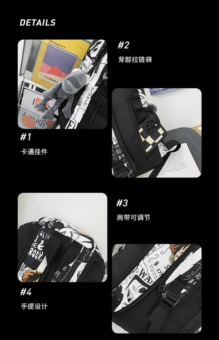 One Piece Anime Backpack Cartoon Luffy Printed Schoolbag Man Fashion Unisex Backpacks Travel Bag for Students Teens Laptop Bags