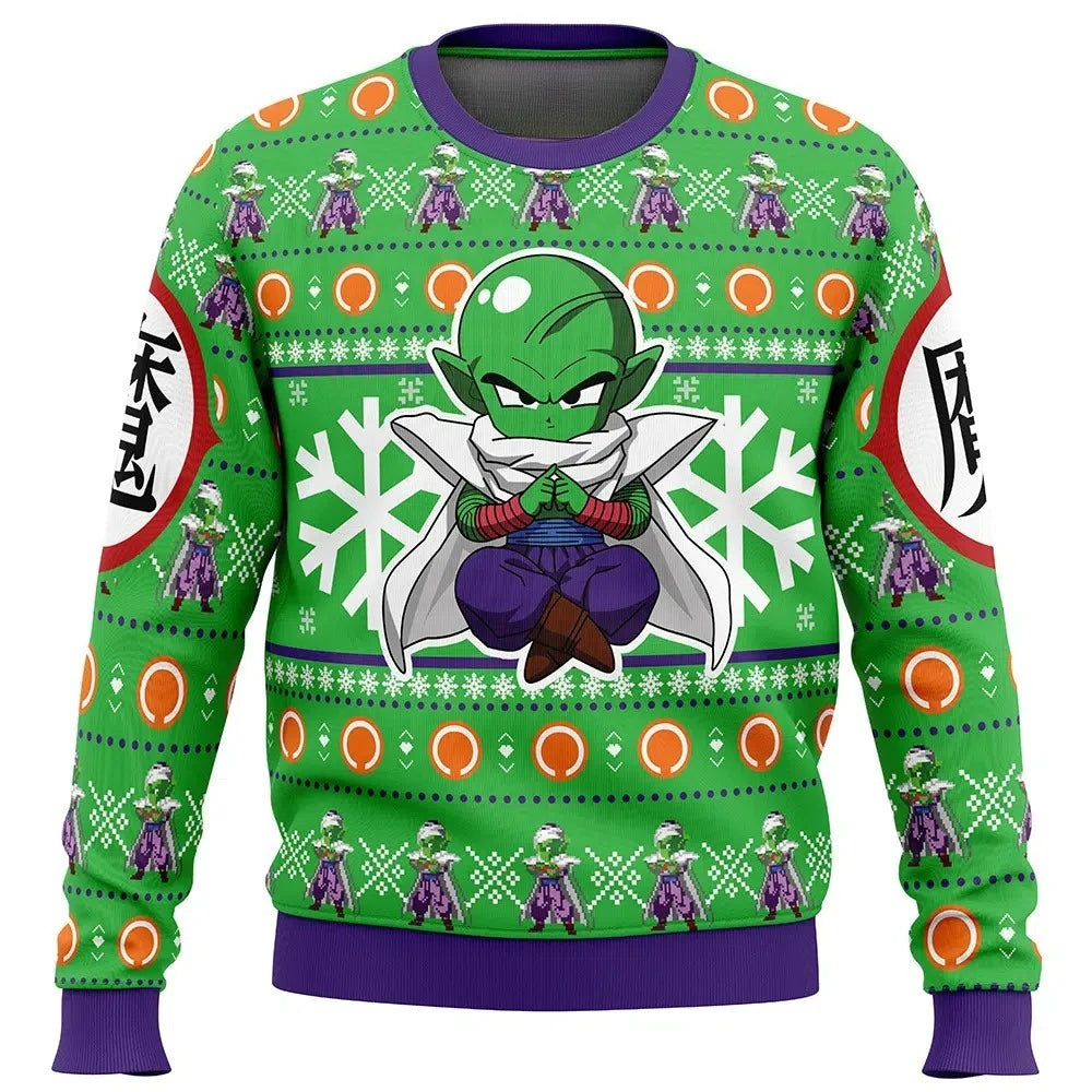 2026 Autumn Winter Dragon Ball Chibi Piccolo Cosplay Pullover Hoodie 3D Print Retro Streetwear Oversized Top for Unisex Kids Y2k