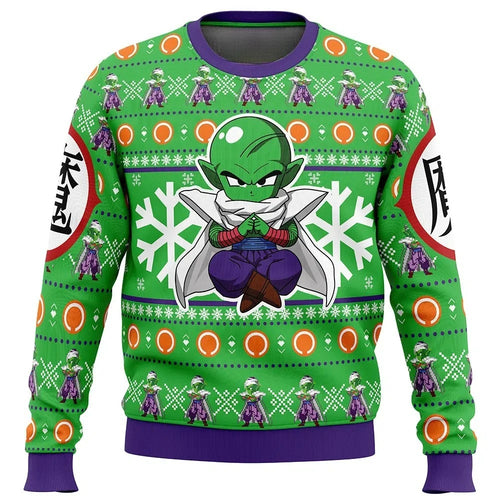 2026 Autumn Winter Dragon Ball Chibi Piccolo Cosplay Pullover Hoodie 3D Print Retro Streetwear Oversized Top for Unisex Kids Y2k
