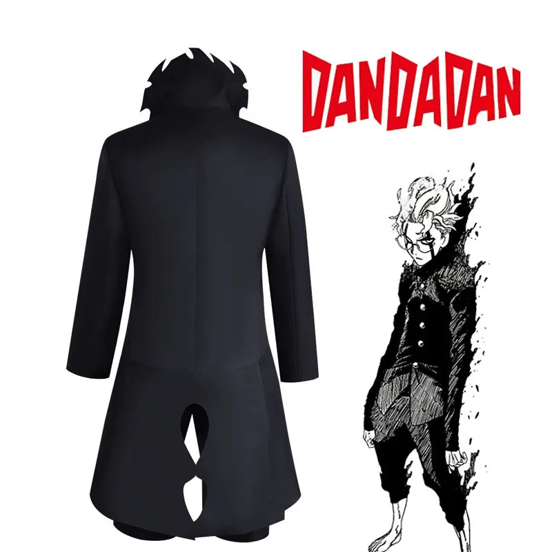 Ken Takakura Okarun Cosplay Costume Anime Dandadan Okarun Granny's Powers Black Uniform Face Cover Glasses for Women Men