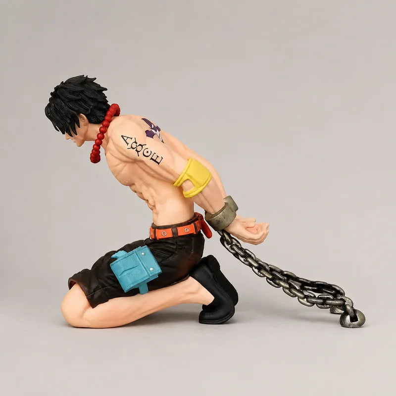 13cm One Piece Anime GK In-Stock Kneeling Ace and Sitting Pose Figure Series Collectibles, Model Figurine, Birthday Gift