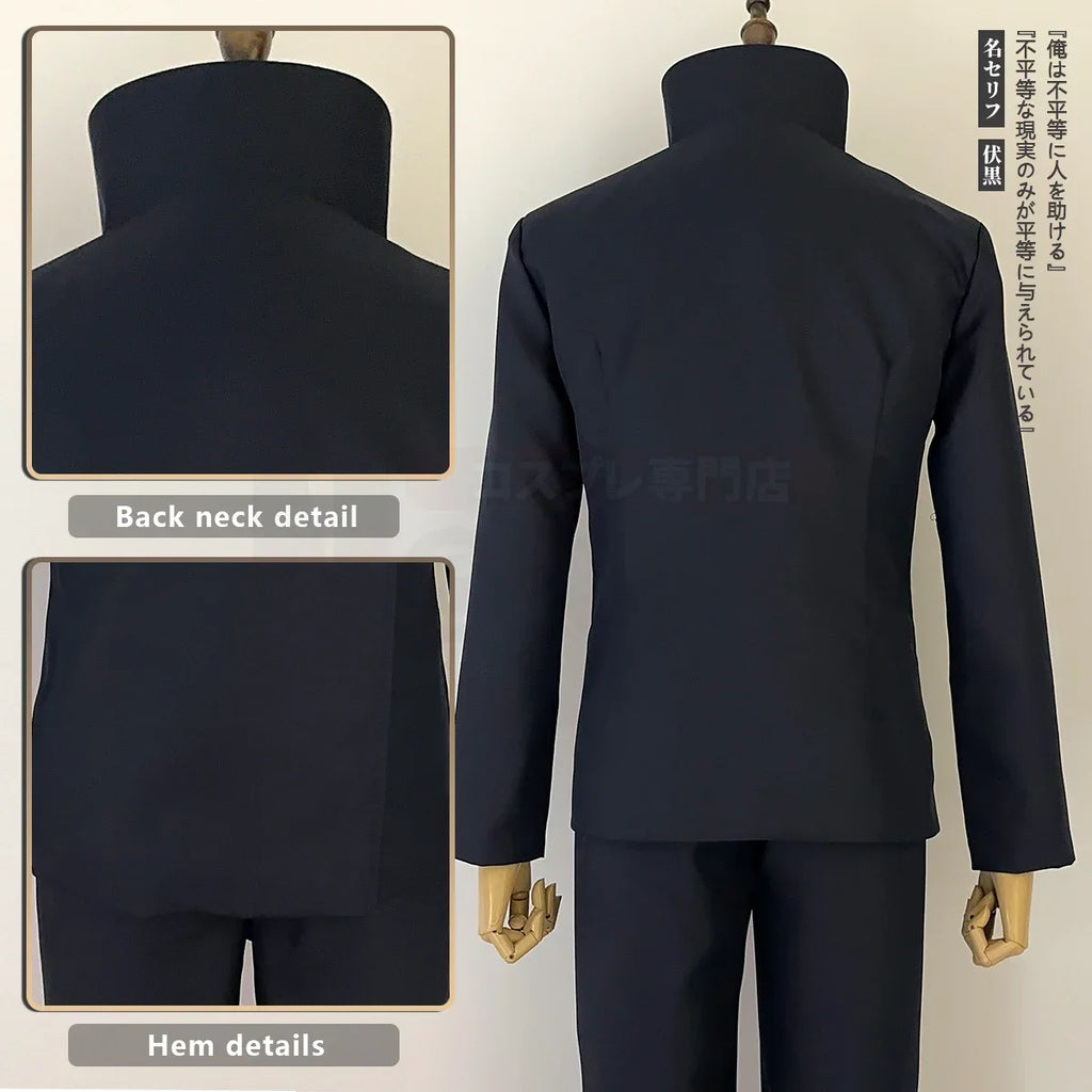 New Jujutsu JJK Manga Anime Fushiguro Megumi Cosplay Costume Wig Dark Blue Jacket Pants Uniform Rose Net Synthetic Halloween