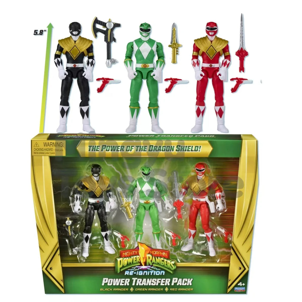 Power Rangers Black Green Red Ranger Figure Set Movable Joint Figurine With Accessories Desktop Display Collectible Toy For