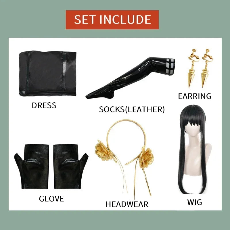 Yor Forger Cosplay Long Sweater Costume Anime Spy family Full Set Carnival Uniform Halloween Party Masquerade for Women Game