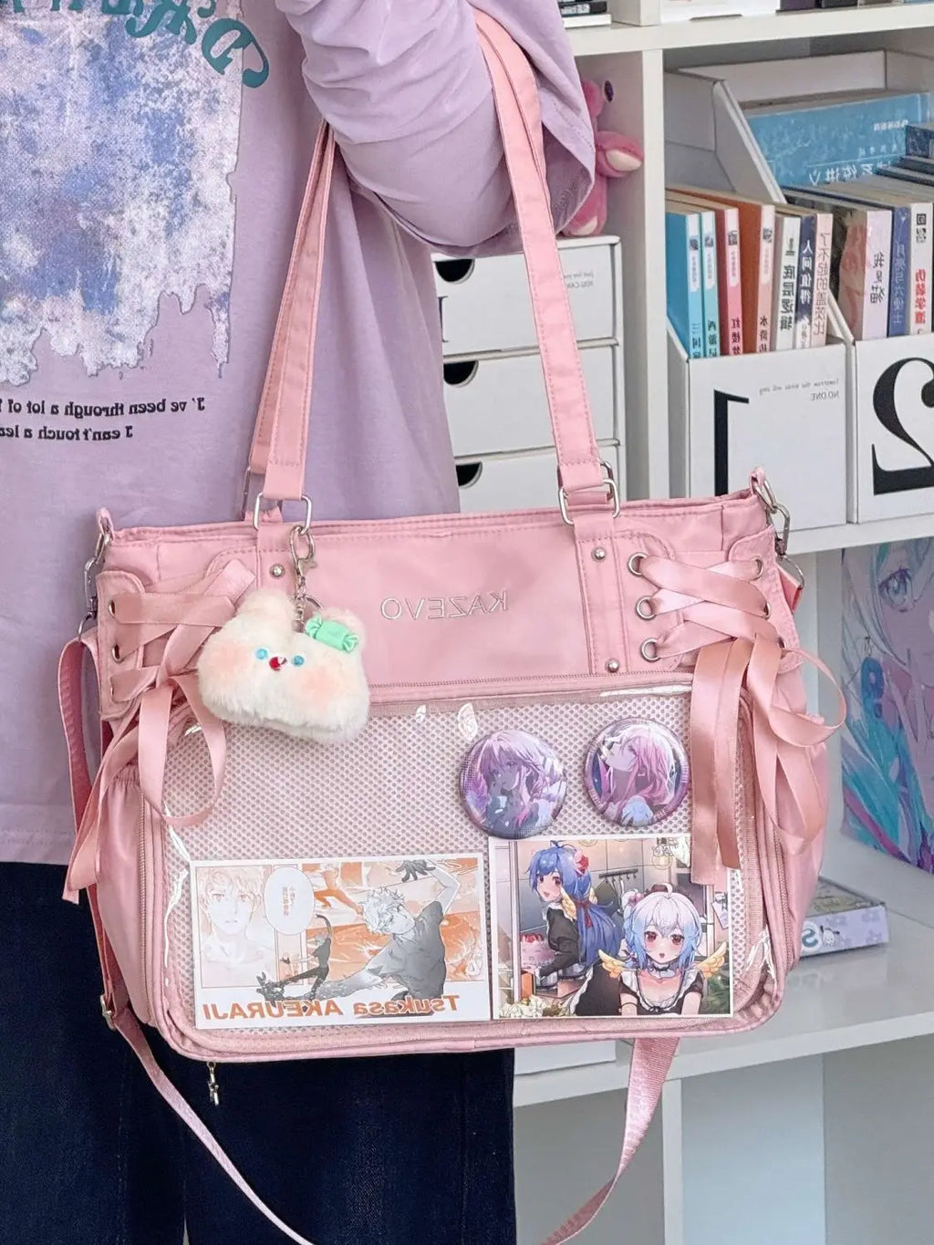 Japanese Harajuku Sweet Girl Ribbon Ulzzang Ita Bag Y2K Large Capacity Tote Bag Women Preppy Style Jk Uniform Shoulder Bag
