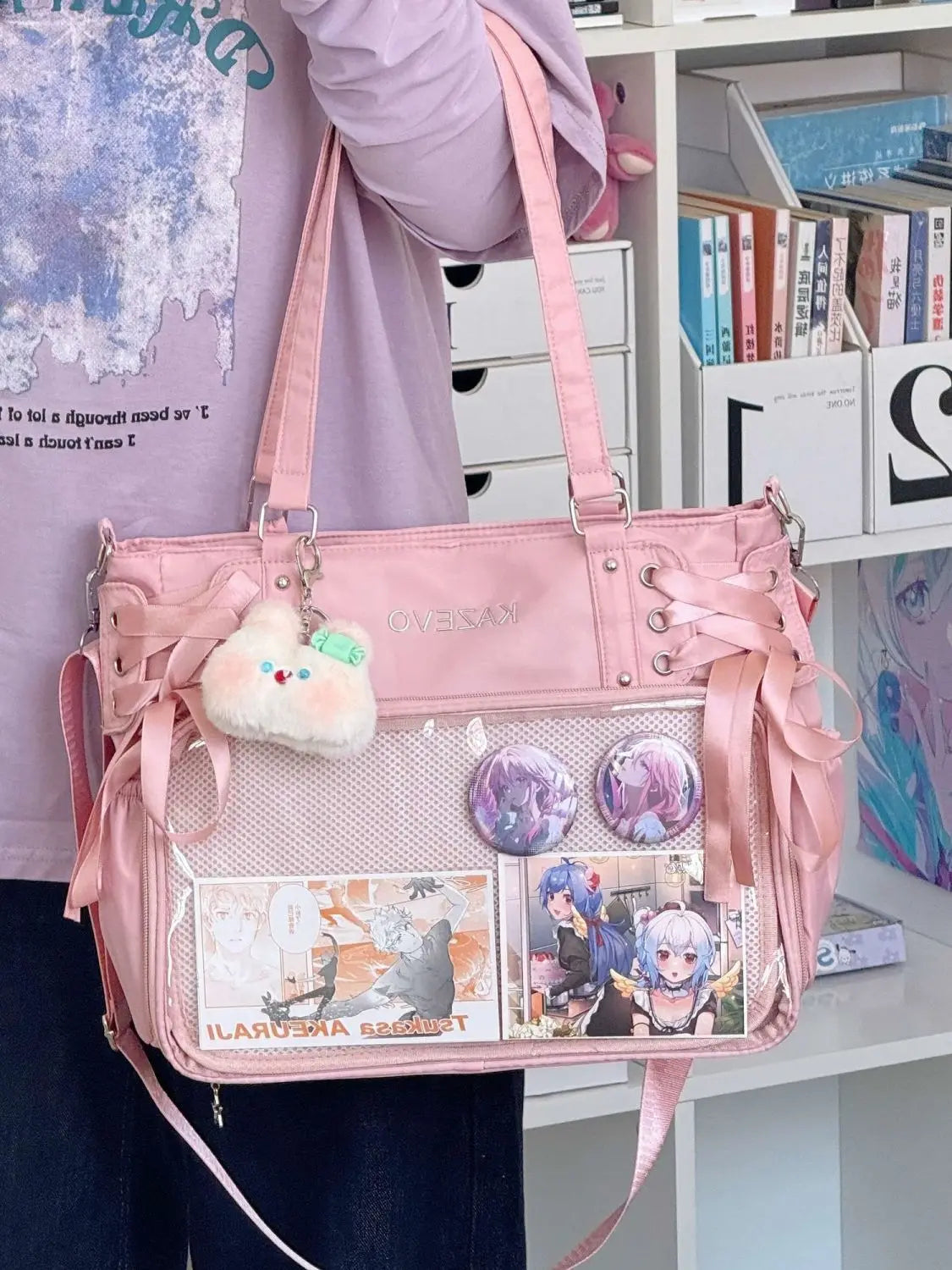Japanese Harajuku Sweet Girl Ribbon Ulzzang Ita Bag Y2K Large Capacity Tote Bag Women Preppy Style Jk Uniform Shoulder Bag