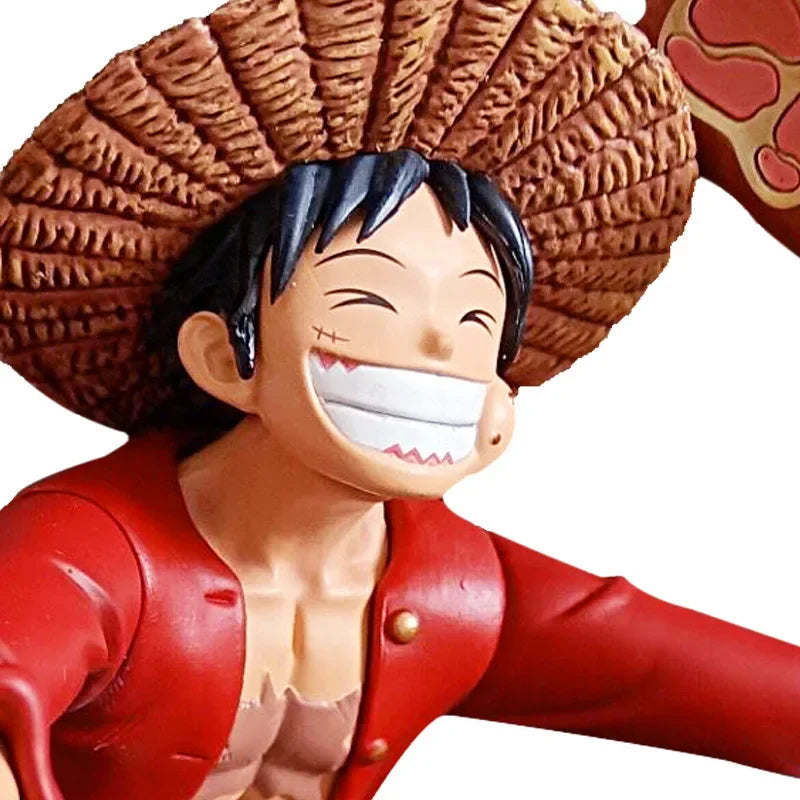 One Piece Straw‑Hat Luffy Collectible Figure, Squat Pose With Meat Bone PVC Statue Model, Desktop Decor, Anime Fan Gift