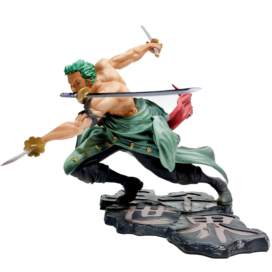 One Piece Action Figure Three-Knife Fighting Skill Roronoa Zoro Anime Model Decorations PVC Toy Gift