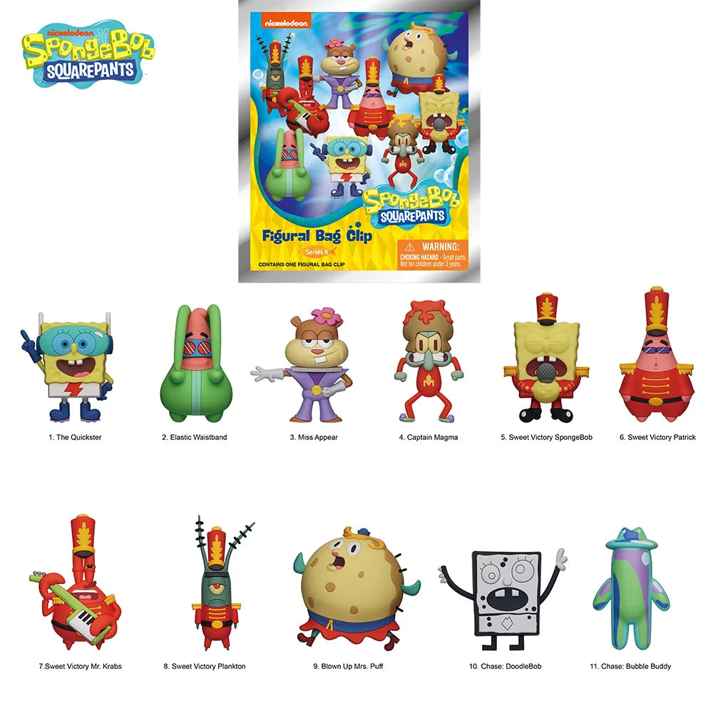 Random 1PC SpongeBob Officially Licensed PVC Blind Bag 3D Figure Bag Clip Keychain SpongeBob Patrick Squidward Collectible Toys