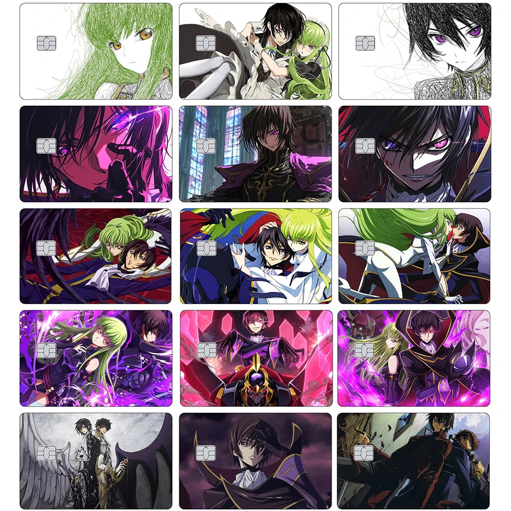 Anime Code Geass Credit Card Skin Sticker Lelouch C.C. Matte Stickers for Mastercard VISA JCB and Other Ic Magnetic Cards