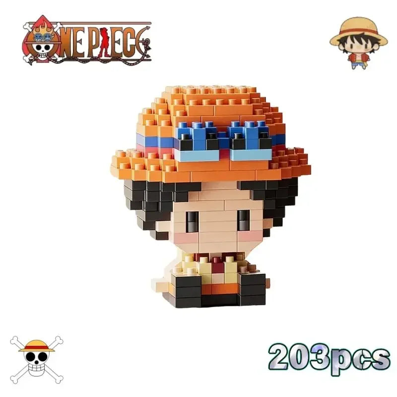ONE PIECE Sun God Nika Luffy Micro Building Block Chopper Ace Buggy -3D Anime Model Assembly Mini Bricks Figure Toys For Gift