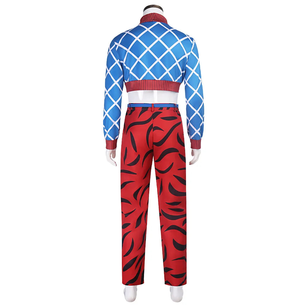 Anime Guido Mista Cosplay Costume Jojo Blue Top Red Pants Halloween Carnival Cosplay Guido Mista Customized Clothes