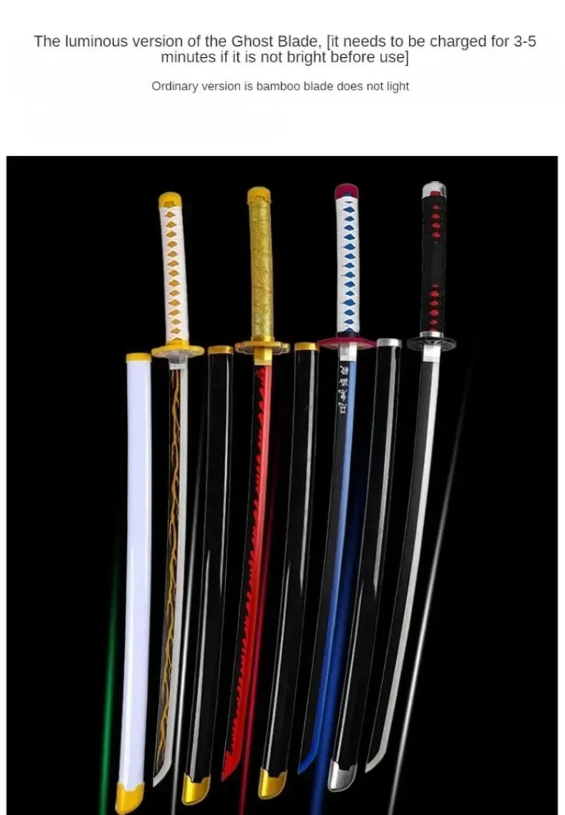 LED Light Demon Slayer Katana Luminous Sword Tomioka Giyuu Anime Cosplay Prop Knife Real Japanese Katana Samurai Lightsabre Toy