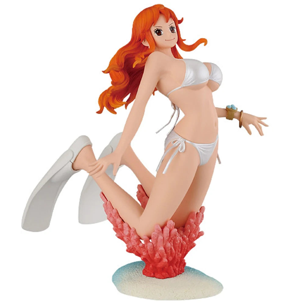15CM Nami Figure One Piece Anime Action Figures Creator Swimsuit Kneeling Position Toy Gift Collection Decoration Ornaments PVC