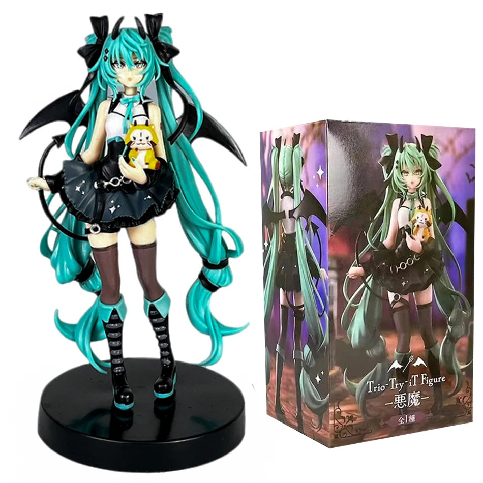 21CM Hatsune Miku X Cinnamoroll Raccoon Demon Kuromi Kawaii Anime Peripheral Figure PVC Action Figure Model Doll Toy Gift