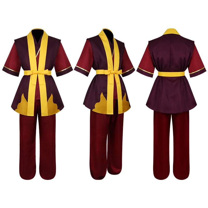 Avatar The Last Airbender Prince Zuko Cosplay Costume Anime Red Costume Black Wig Man Women Adult Clothes for Halloween Parties