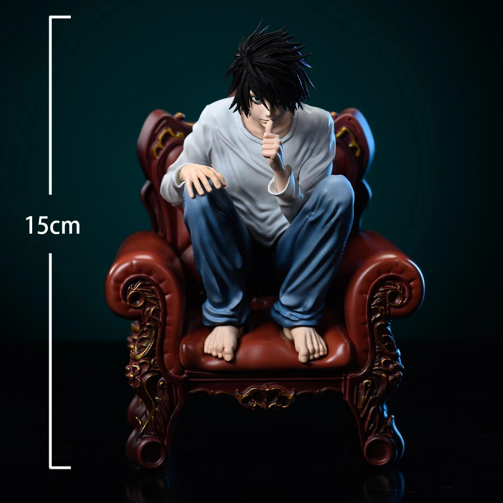 Anime figure L lawliet action figure Squatting posture Yagami Light  figurine PVC model statue ornament collection birthday gift