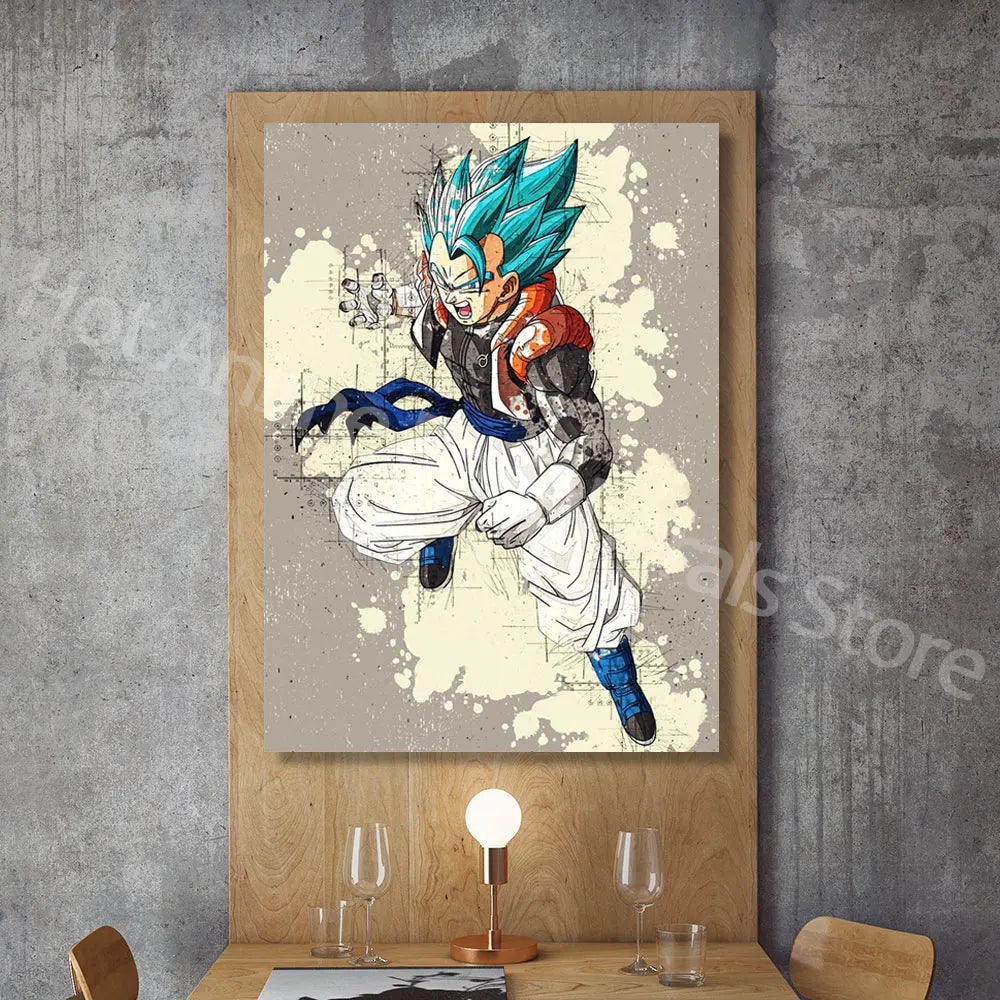 Dragon Ball Posters Anime Peripherals Figures Goku Vegeta Canvas Painting Art Watercolour Picture Modern Home Wall Decoration