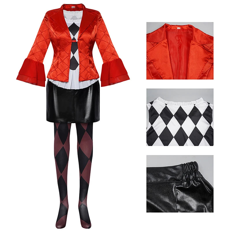 Anime New Movie Suicide Harley Cosplay Costume Red Coat Girl Lady Gaga Quinn  Halloween Party Cosplay Costume Prop